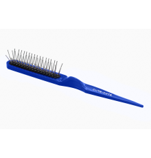 Расческа для волос МАССАЖНАЯ узкая с острой ручкой и металлическими зубьями цвет ассорти